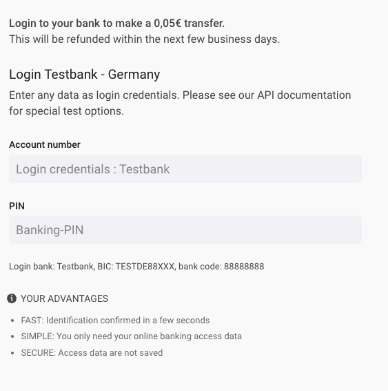 Bank login screen