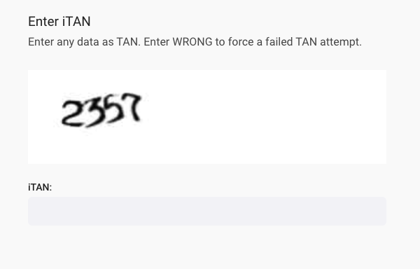 SMS TAN screen