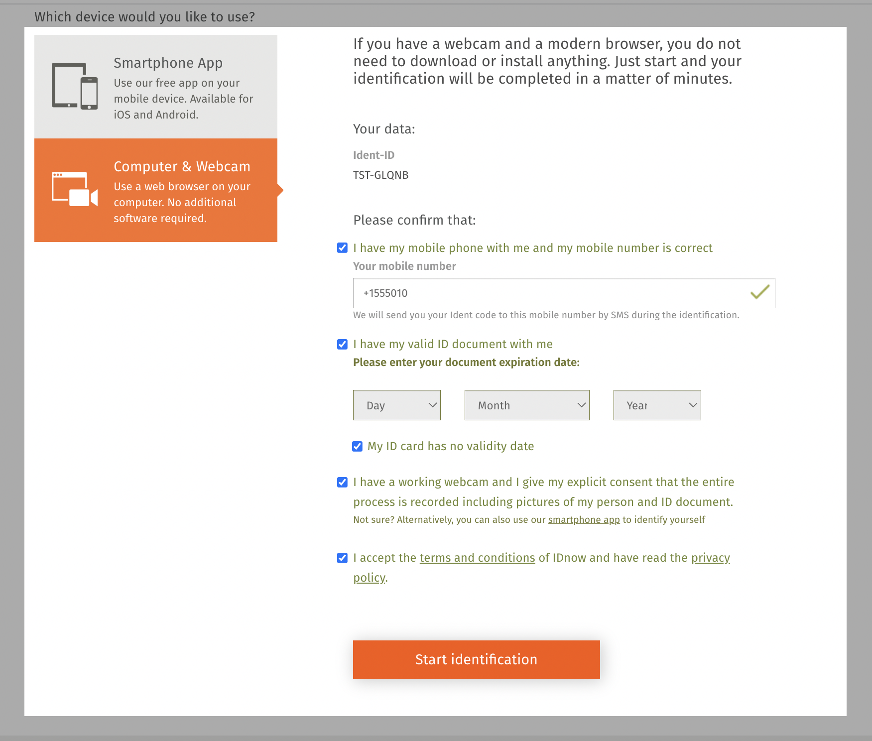 Test video identification flow 1