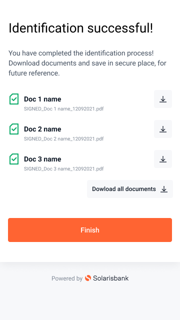 Bankident webview: Successful QES screen